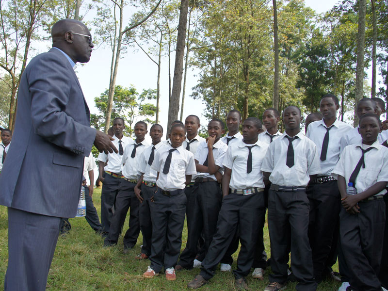 Father Ubald with a group of male students