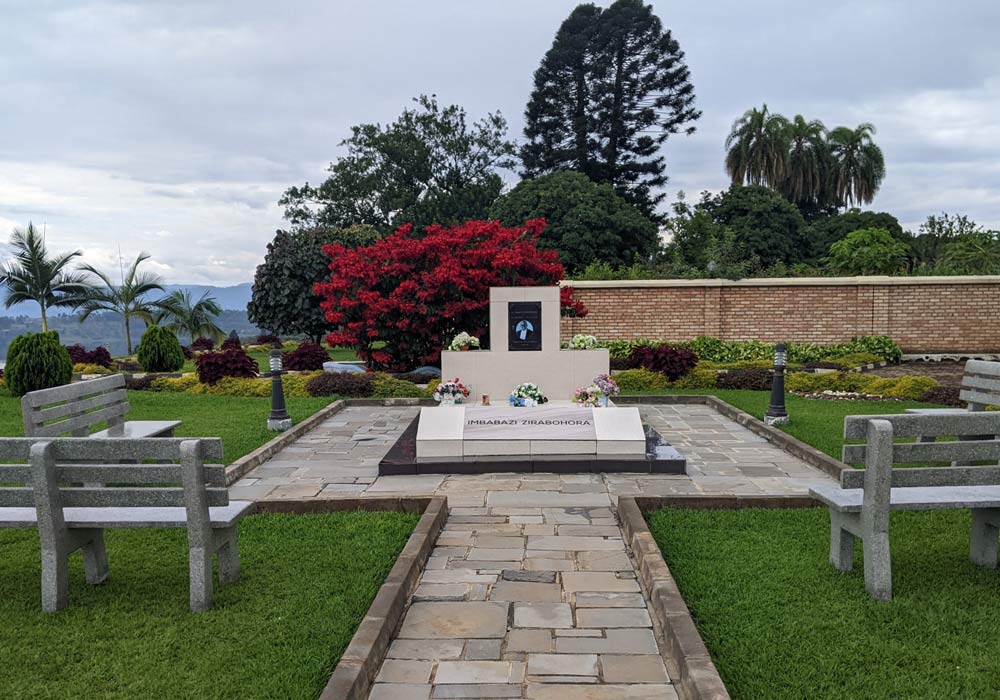 Fr. Ubalds grave with benches around it for people to sit and reflect